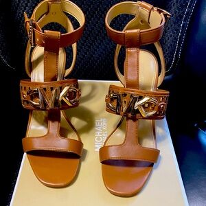 Michael Kors sandals 3 inch heels worn twice size 8.5 caramel color